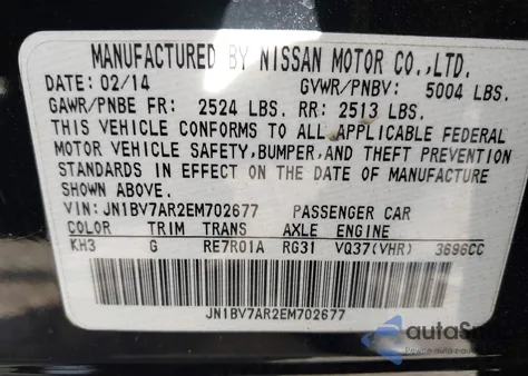 2014 Infiniti Q50 z USA, uszkodzony, nr VIN JN1BV7AR2EM702677